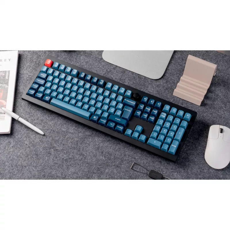 V6 Max, Gaming Keyboard melns/zili pelēks, DE izkārtojums, Gateron Jupiter Red, Hot-Swap, RGB