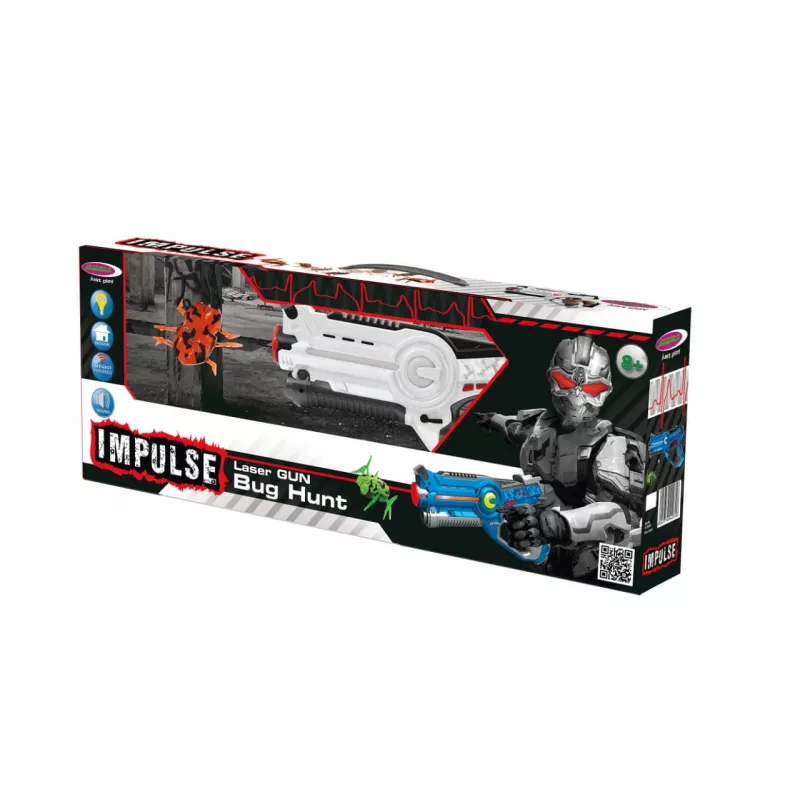 Jamara 410065 Impulse Laser Bug Hunt Set, rotaļu lāzerpistole ar mērķi, baltā/oranžā krāsā
