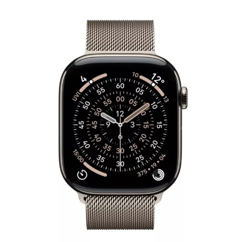 Apple Watch Series 11 GPS + Cellular 42mm dabīga titāna korpuss ar dabīgu Milānas cilpu