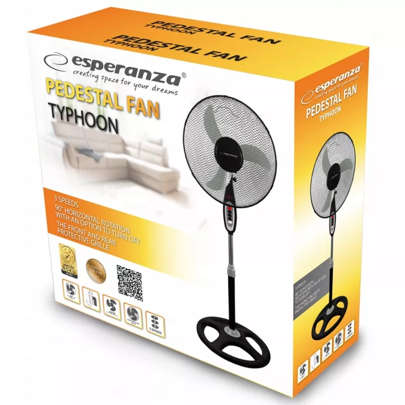 Esperanza EHF002KE, 16 '' stāvošais ventilators, melns un pelēks