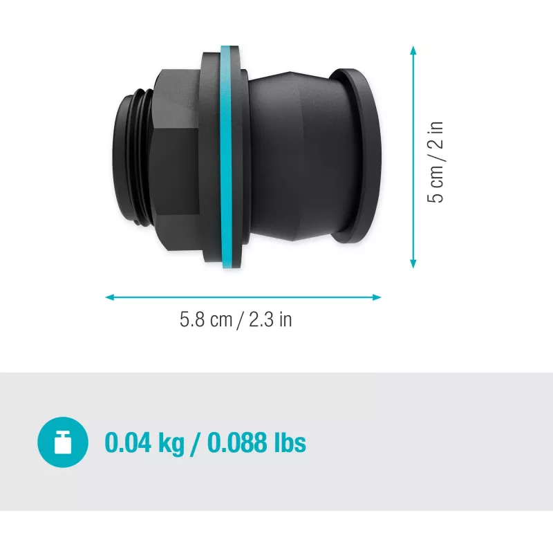 tank connector Push IN, G 1 un G 3/4 (melns, sienu biezumam 2-10 mm)