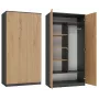 Top e shop SD-90 ANT/ART KPL garderobe — 2 durvju guļamistabas skapis, 7 plaukti, 900×500×1800 mm