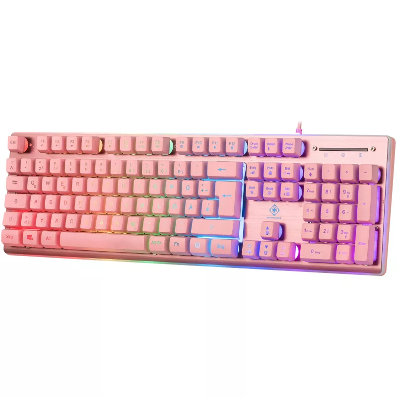 Deltaco GAM-021-RGB-P-DE - pilna izmēra (100%) - USB - membrānas taustiņu slēdzis - QWERTZ - Rozā