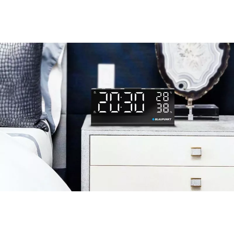 Modinātājpulkstenis CR10ALU FM PLL ar iebūvētu temperatūras un mitruma sensoru