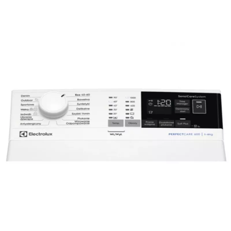 Augšējās ielādes veļas mašīna Electrolux EW6TN4062P, 6 kg, 1000 apgr./min, 40 L ciklā, 890x400x600 mm, balta
