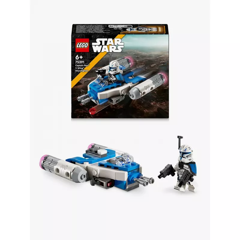 LEGO Star Wars kapteiņa Reksa Y-wing mikrokaujas kuģis — kolekcionējams Clone Wars zvaigžņu kuģa transportlīdzeklis ar tēla minifigūru, piemērots zēniem no 6 gadu vecuma