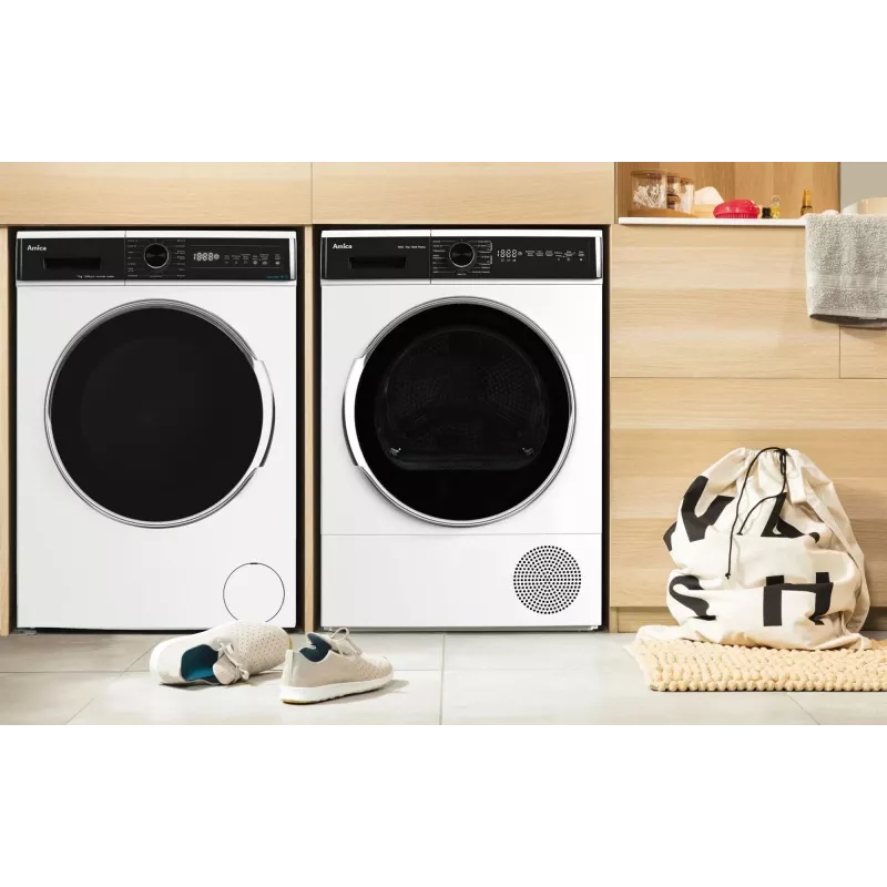 Brīvi stāvoša veļas mazgājamā mašīna AMICA WA3S712BLiSHB, 7 kg, 1200 apgr./min, 2100 W, LED displejs, melnas durvis
