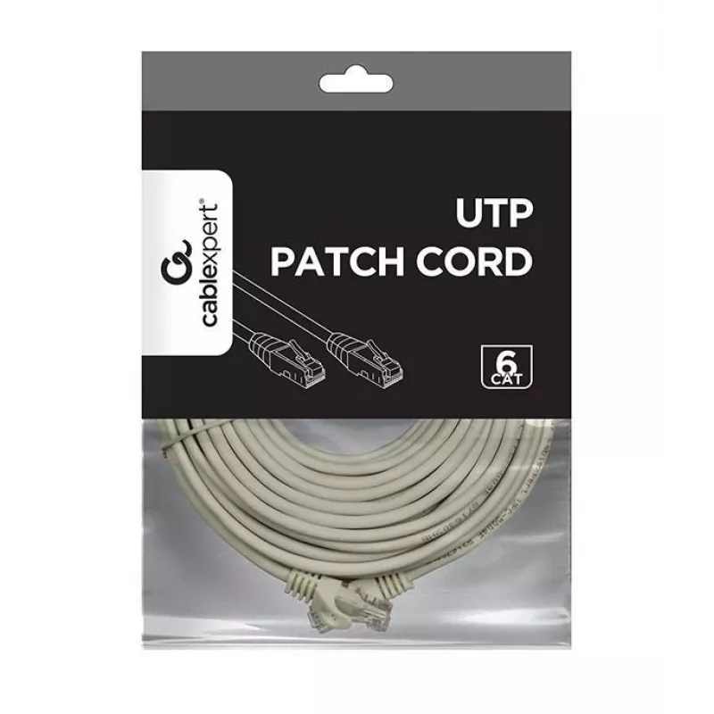 komutācijas kabelis CAT6 UTP 15M/pelēka PP6U-15M GEMBIRD
