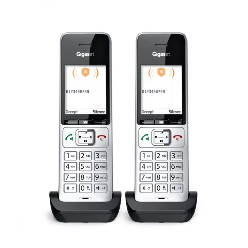 Gigaset COMFORT 500HX duo Analog/DECT telefons ar zvanītāja ID, melns, sudrabs