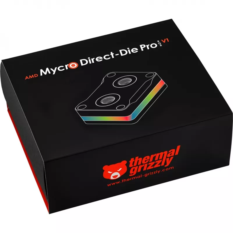Thermal Grizzly AMD Mycro Direct-Die Pro RGB V1 procesora ūdens dzesētājs, melns