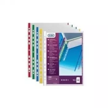 ELBA caurumota kabatiņa, A4 ar krāsainu malu, PP, 0,09 mm, kristāldzidra, atvērta augšpusē, Euro perforācija, 230 x 310 mm (M971889)