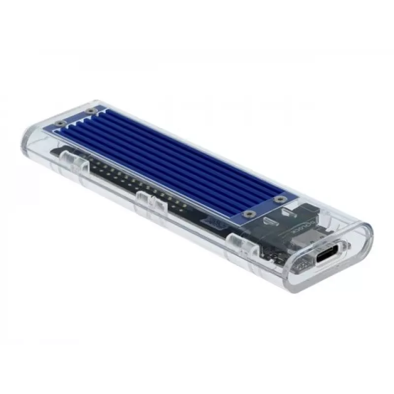 SSD korpuss DeLOCK 42620 ārējais korpuss M.2 NVME PCIe SSD ar USB Type-C ligzdu, caurspīdīgs