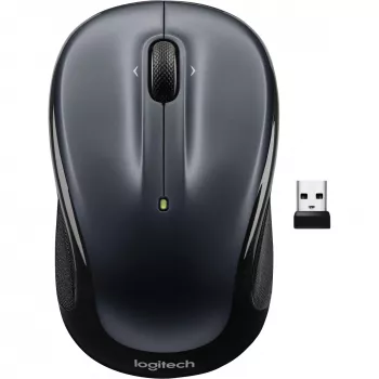 LOGITECH M325s pele labročiem un kreiso roku lietotājiem optiskā 5 pogas bezvadu 2.4 GHz USB bezvadu uztvērējs tumši pelēka