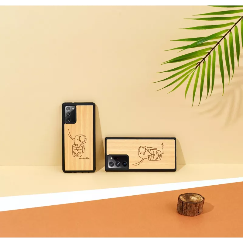 Aizsargājošs tālruņa maciņš man and wood Samsung Galaxy Note 20 ar kaķa un zivs apdruku