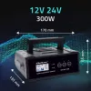 Baterijas lādētājs QOLTEC 52514 — 12V/24V, 25A, AGM/GEL/SLA baterijām ar LCD displeju