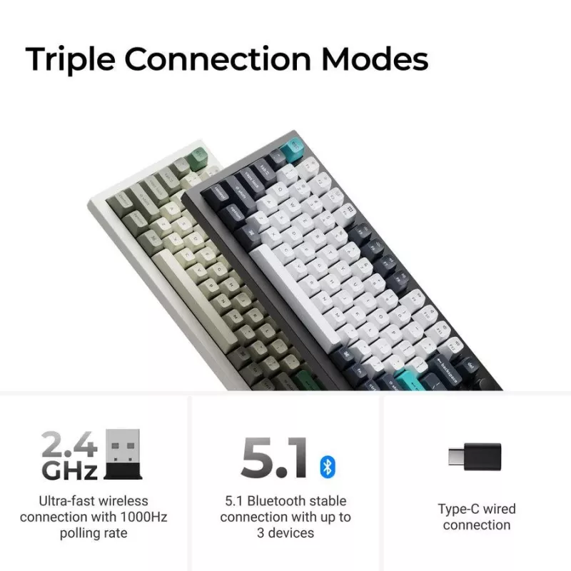 Mehāniskā tastatūra Keychron Q1 Max 75% ar Banana slēdžiem, Carbon Black
