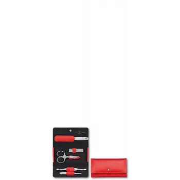 ZWILLING Twinox 97092-002-0 manikīra ceļojumu komplekts, sarkans ādas futrālis, 5 daļas
