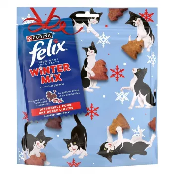 Kaķu kārumi Purina Nestlé Felix Winter Mix Turkey & Cranberries 200 g gaļīga porcija, pieaugušiem kaķiem, olbaltumvielas 35,5% tauki 19,5%