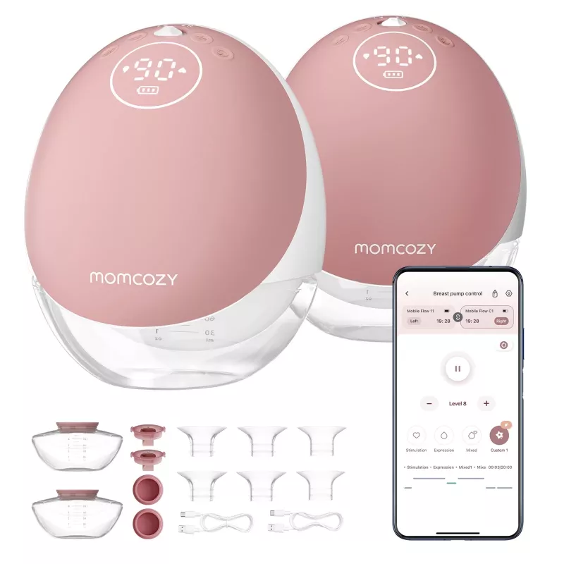 Momcozy M9 Divkāršais elektriskais krūts sūknis sarkanā krāsā, 150ml
