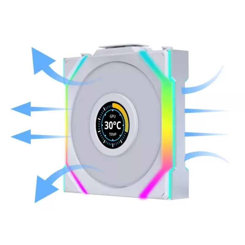 Ventilators Lian Li UNI FAN SL Wireless LCD 120 12 cm Balts 31 dB 51.45 cfm