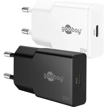 Goobay USB-C PD GaN ātrais lādētājs plāns 25 W melns - 1x -Savienotājs Strāva (75731)