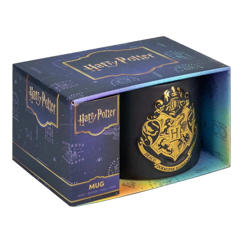 Keramikas krūze Paladone Hogwarts Crest reljefa krūze – reljefs Cūkkārpas ģerboņa dizains, standarta 330–400 ml tilpums