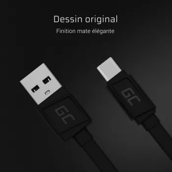 USB A uz USB C kabelis zaļa Cell KABGC03 — 0,25 m, melns, 480 Mbit/s