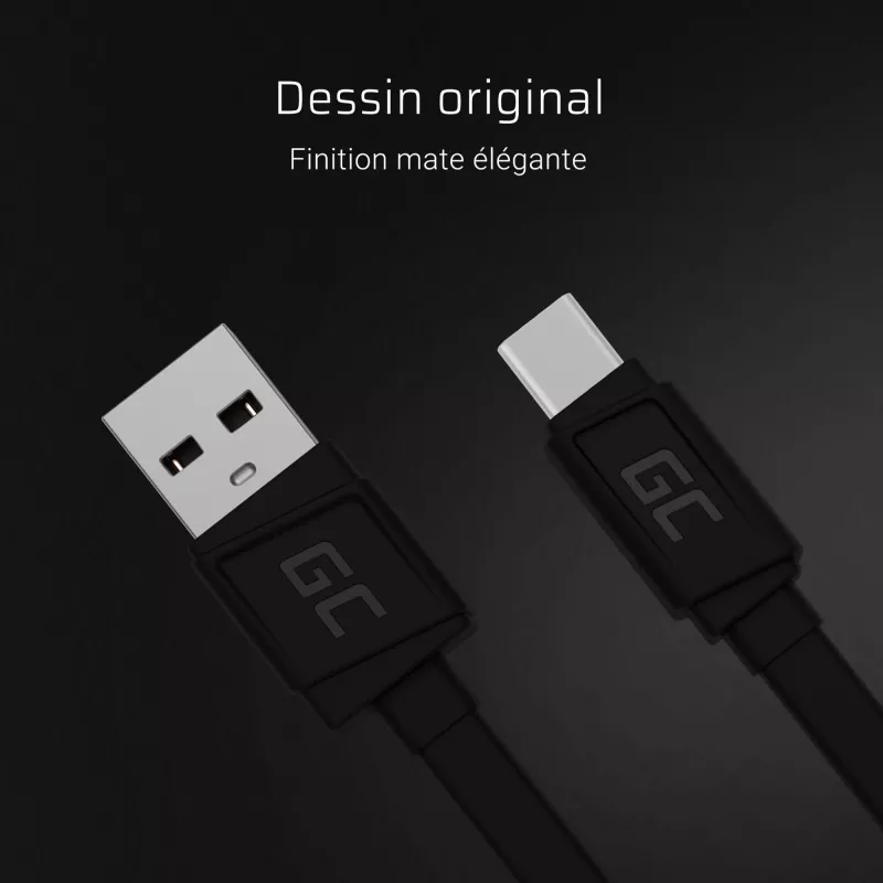 USB A uz USB C kabelis zaļa Cell KABGC03 — 0,25 m, melns, 480 Mbit/s