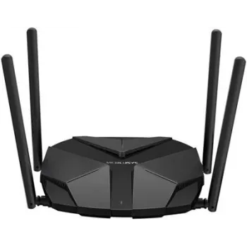 Galda maršrutētājs MERCUSYS MR85X AX3000 divjoslu Wi‑Fi 6, 3000 Mbps, 4 antenas, 3 Gigabit LAN porti, melns