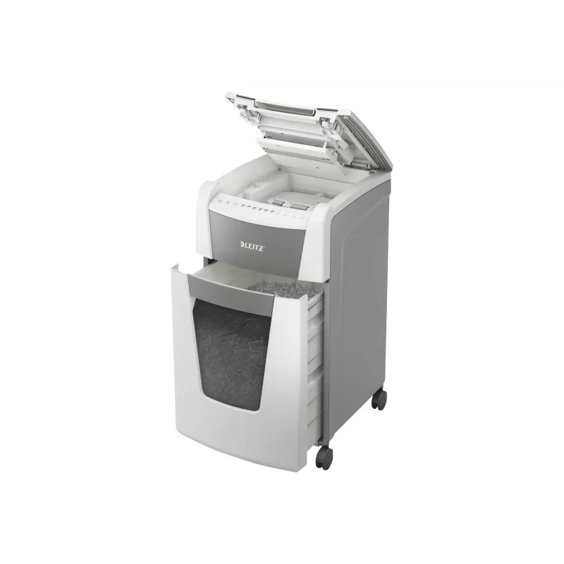 Leitz IQ Autofeed Office 300 automātiskais papīra smalcinātājs P4, krusta smalcināšana, 22 cm, 4 x 30 mm, 60 L, 500 lapas, 55 dB