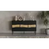 Kumode cama meble INSERTO 3D 143,5×40×80 cm melna ar LED, skaidu plātne, 16 mm rāmis