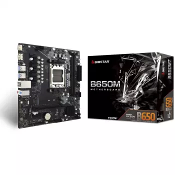 Mātesplate BIOSTAR B650MT Micro ATX, AMD B650, Ligzda AM5, DDR5, 2x DIMM, 96GB, 1x M.2, 4x SATA III, Gigabit LAN