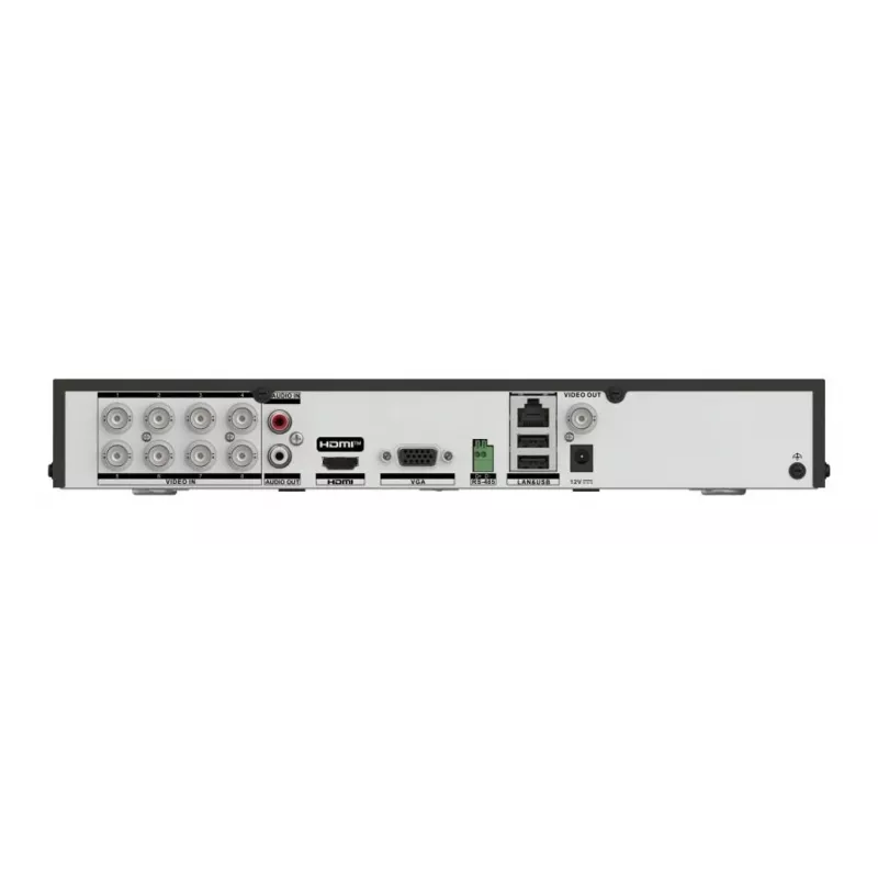 DVR Hikvision Pro Series 8 kanālu 5 MP 1U H.265 AcuSense, 8 ieejas, Gigabit Ethernet, 12 TB HDD, 12 V, 24 W