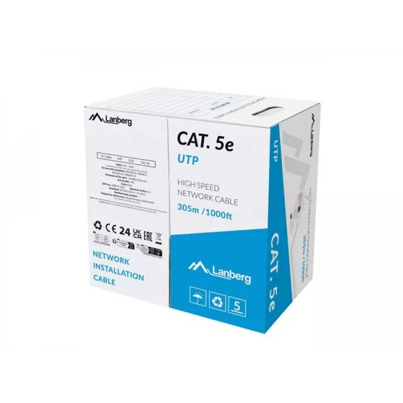 Lanberg LCU5-15CC-0305-S tīkla kabelis pelēks 305 m Cat.5/Cat.5e U/UTP (UTP)