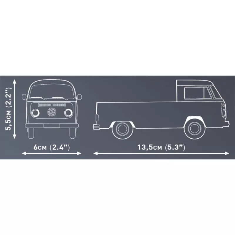 Cobi modeļa komplekts Volkswagen T2a plakanās kravas kravas automašīna 1:35 mērogā pelēkā krāsā