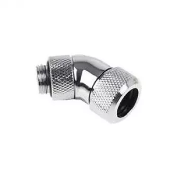 Alphacool Eiszapfen 13mm HardTube pieskrūvējams savienotājs 45° pagriežams G1/4 - Hromēts (17406)