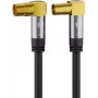 Goobay TV antenas kabelis (135 dB tips), 4x ekranēts, 1 m, melns - apzeltīti kontakti, koaksiālā ligzda 90° > koaksiālais spraudnis 90° (70455)