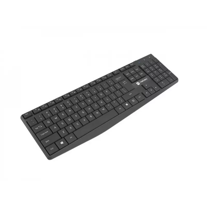 Vadu USB pilna izmēra tastatūras un peles komplekts NATEC SQUID — QWERTY US International, 105 taustiņi, melns, 1600 DPI pele