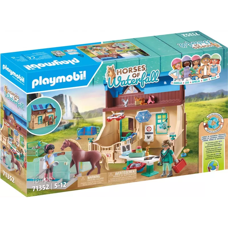 Playmobil Horses of Waterfall - Jāšanas terapija un veterinārā prakse - Lomu un iztēles spēle bērniem vecumā no 5 līdz 10 gadiem - Fat Brain Toys