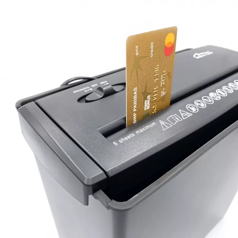 SHREDDER - Dokumentu smalcinātājs. Griež papīru, foliju, CD/DVD diskus, kredītkartes. (MT215)