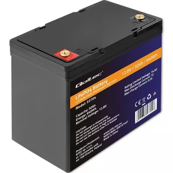 LiFePO4 akumulators QOLTEC 12.8V 50Ah (modelis 53704) rezerves barošanai un enerģijas uzglabāšanai