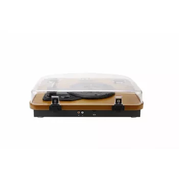 Siksnas piedziņas audio plašu atskaņotājs AKAI ATT-11BT — brūns, 33/45/78 RPM, 0.8 W RMS