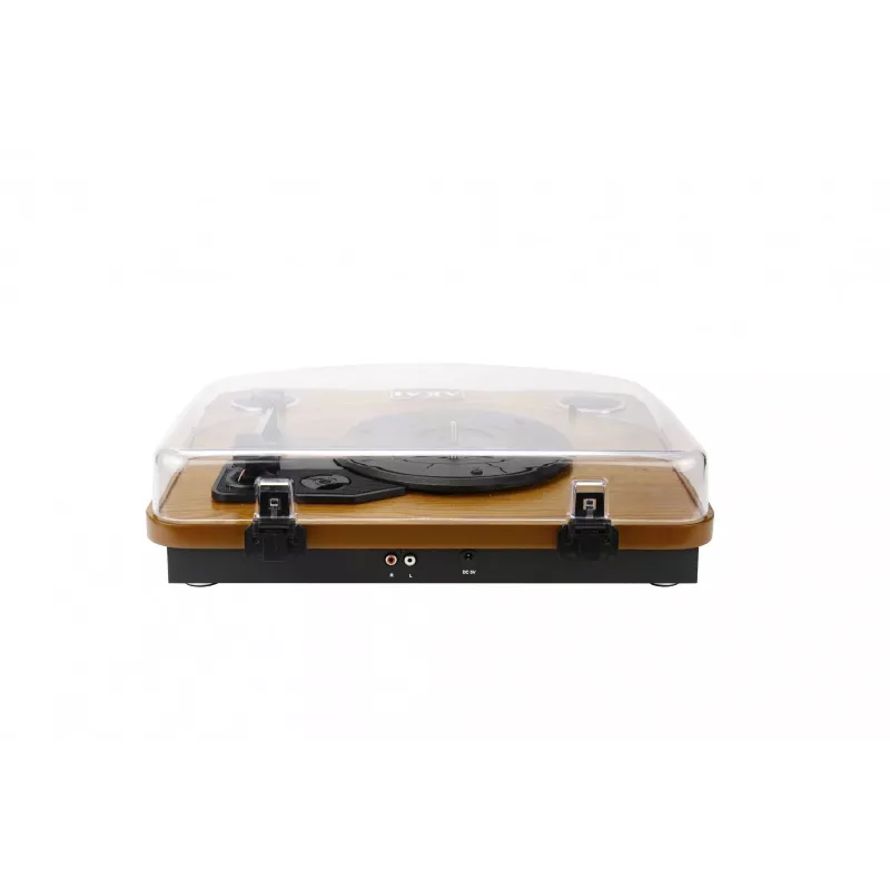 Siksnas piedziņas audio plašu atskaņotājs AKAI ATT-11BT — brūns, 33/45/78 RPM, 0.8 W RMS