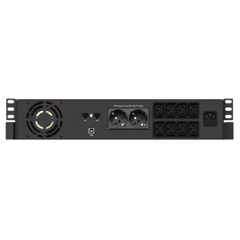 Rackmount UPS Infosec X4 2000 RM Plus 2 kVA / 1200 W, 10 Type F kontaktligzdas, LCD, Line-Interactive