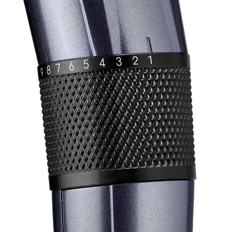Matu trimmeris BABYLISS E976E — bezvadu, uzlādējams, 26 garuma soļi, 0,5 mm–25 mm, 40 mm asmens, titāna/nerūsējošā tērauda asmeņi, 60 min darbības laiks