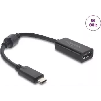 USB Type-C uz HDMI adapteris DELOCK 8K 60 Hz HDR HDCP (DP Alt Mode) melns