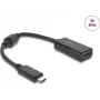 USB Type-C uz HDMI adapteris DELOCK 8K 60 Hz HDR HDCP (DP Alt Mode) melns