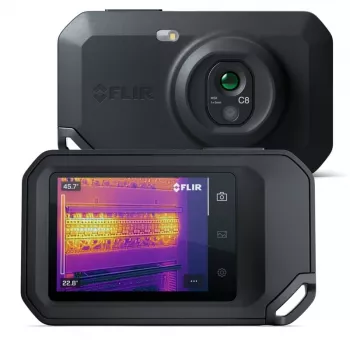 Termokamera FLIR C8, 320 x 240 px termiskais sensors, 3,5 collu LCD skārienekrāns, -20–450 °C, IP54, USB-C, 5 MP redzamās gaismas kamera