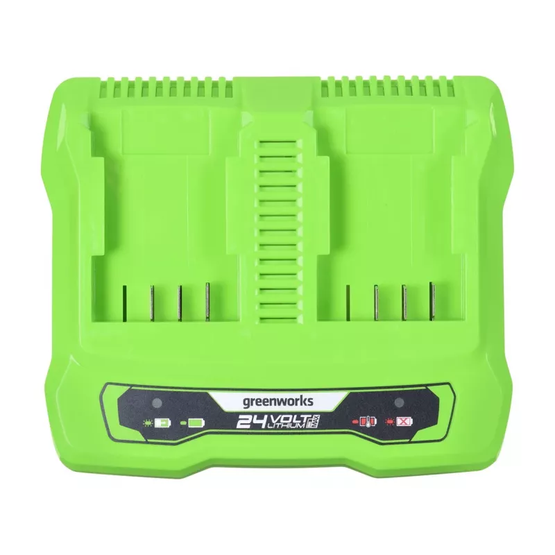 Baterijas lādētājs GreenWorks G24X2UC2 divu slotu 24V Li‑Ion, 4A, 2 šūnas, ātrā uzlāde