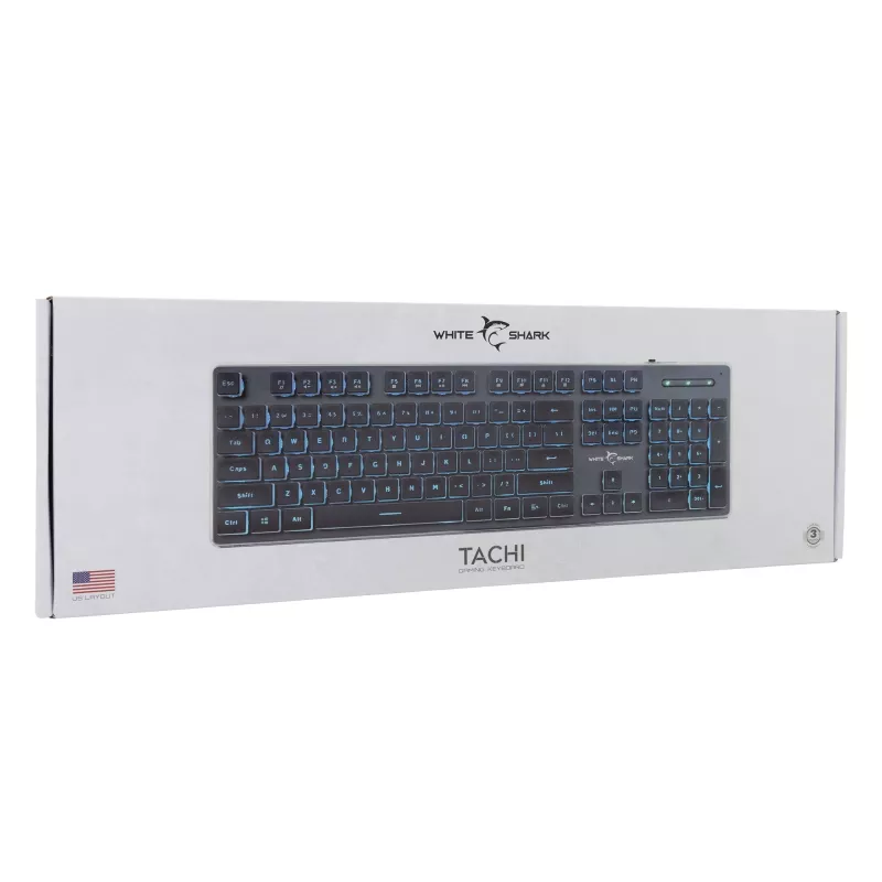 Mehāniskā spēļu tastatūra White Shark Tachi Melns US izkārtojums RGB apgaismojums